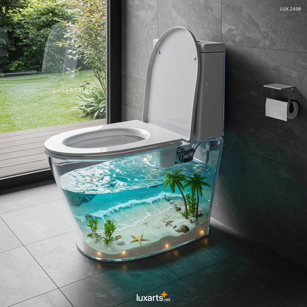 LUX.2498 Tropical Paradise: The Unique Transparent Epoxy Toilet tropical island scene toilet 1