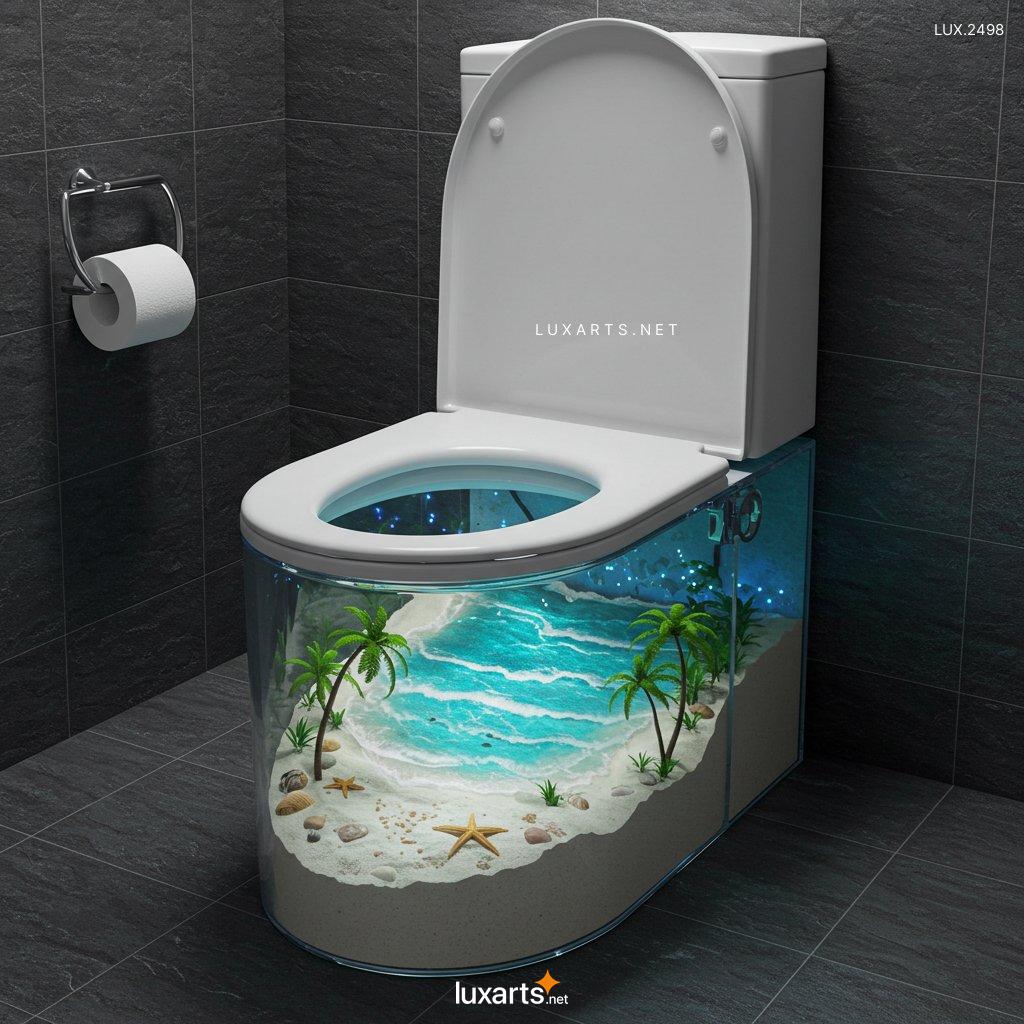 LUX.2498 Tropical Paradise: The Unique Transparent Epoxy Toilet tropical island scene toilet 10