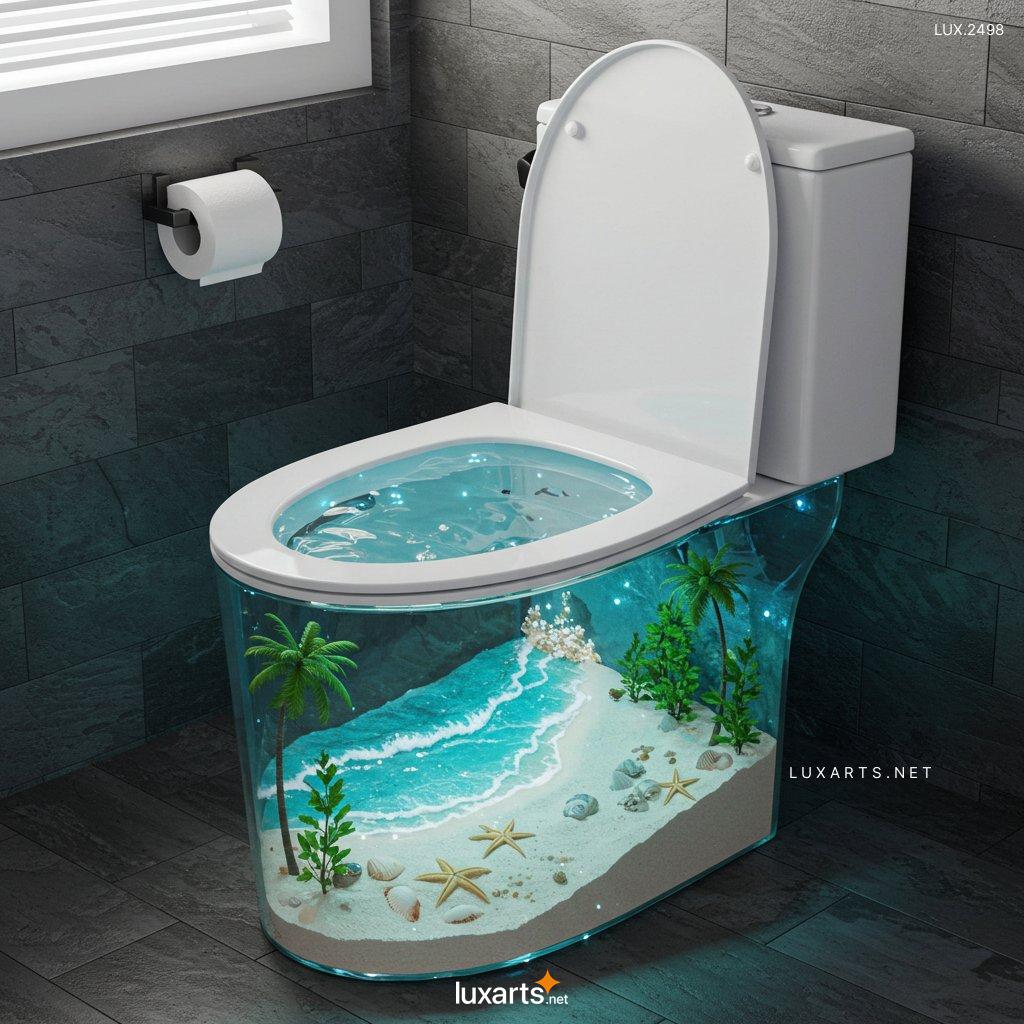 LUX.2498 Tropical Paradise: The Unique Transparent Epoxy Toilet tropical island scene toilet 11