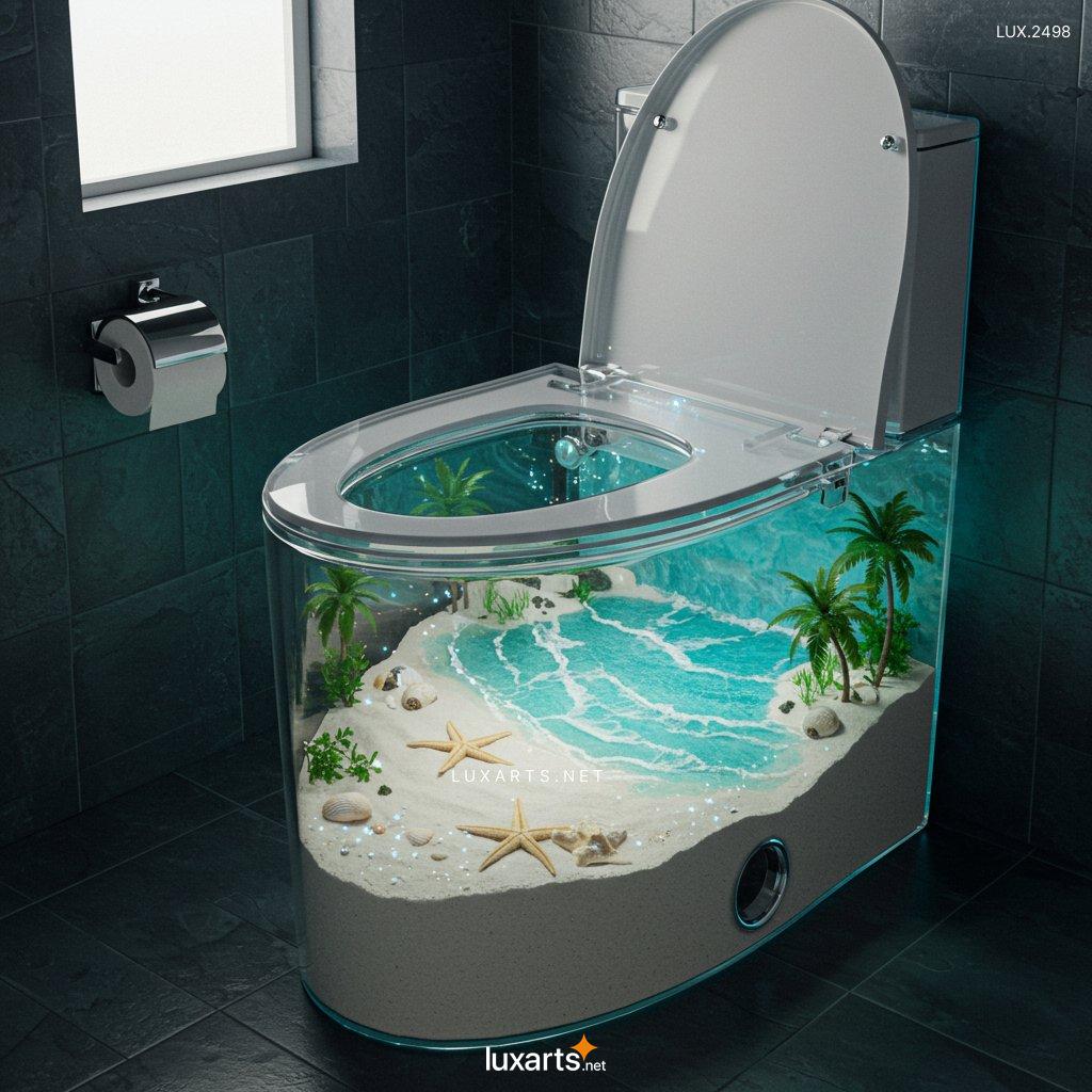 LUX.2498 Tropical Paradise: The Unique Transparent Epoxy Toilet tropical island scene toilet 13