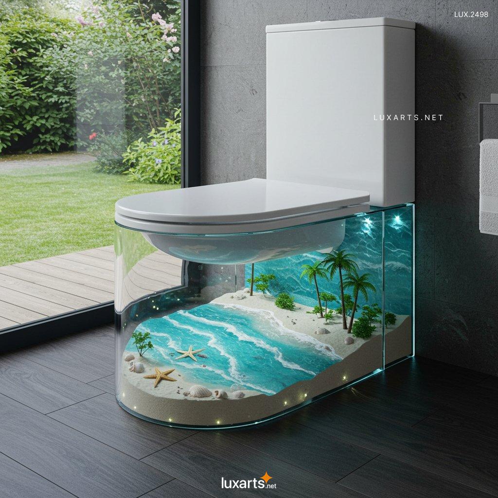 LUX.2498 Tropical Paradise: The Unique Transparent Epoxy Toilet tropical island scene toilet 3