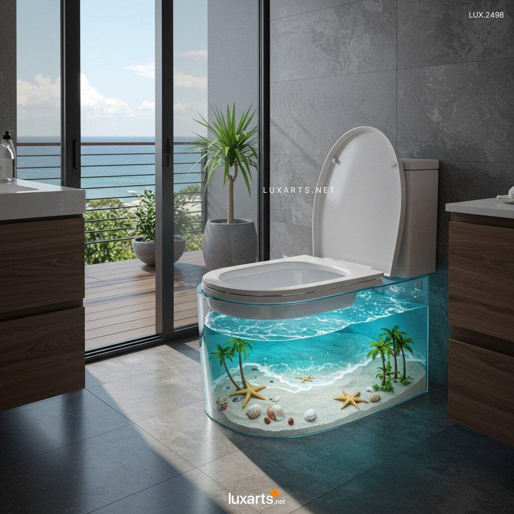 LUX.2498 Tropical Paradise: The Unique Transparent Epoxy Toilet tropical island scene toilet 6