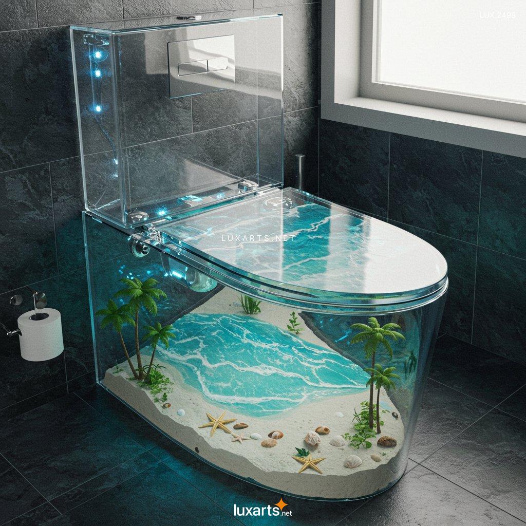 LUX.2498 Tropical Paradise: The Unique Transparent Epoxy Toilet tropical island scene toilet 8