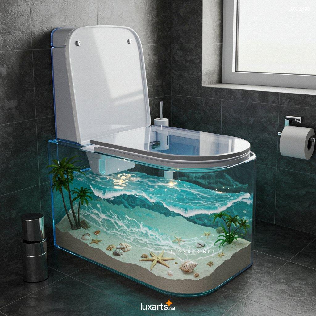 LUX.2498 Tropical Paradise: The Unique Transparent Epoxy Toilet tropical island scene toilet 9