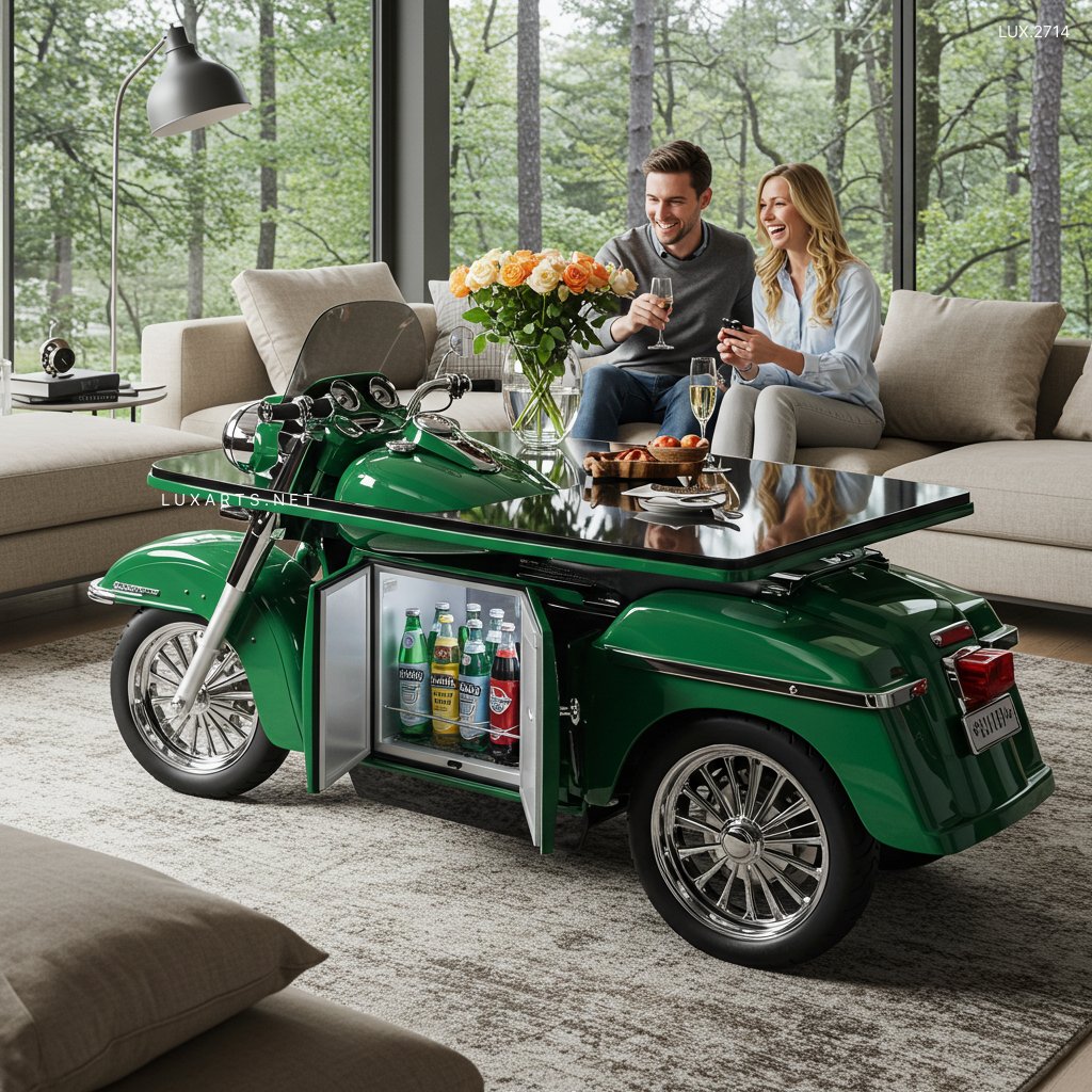 LUX.2714 Harley Davidson Coffee Tables: Rev Up Your Décor with Biker Chic harley inspired coffee table 1