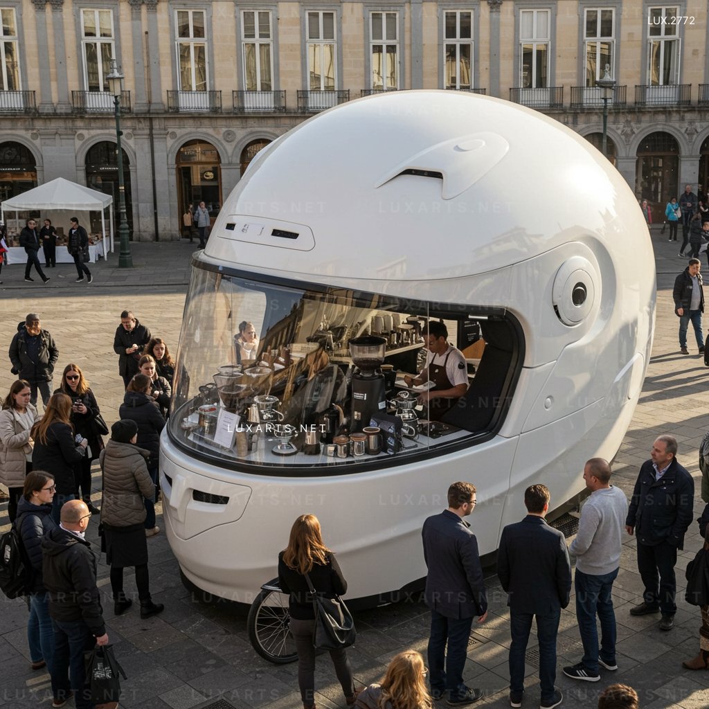 Helmet-Shaped Coffee Kiosk: Innovative Design for Modern Coffee Lovers helmet shaped coffee kiosk 1