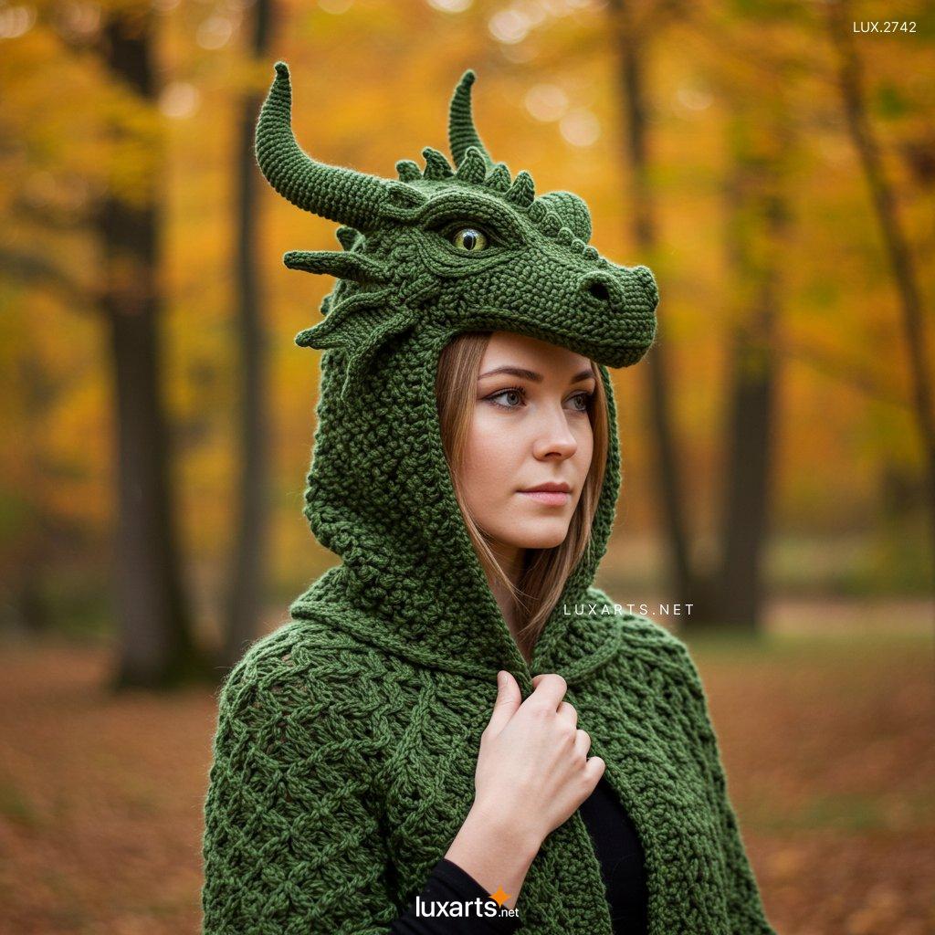 LUX.2742 Knitted Dragon Hoodie – Unique Handmade Design for Fantasy Lovers knitted dragon hoodie 1