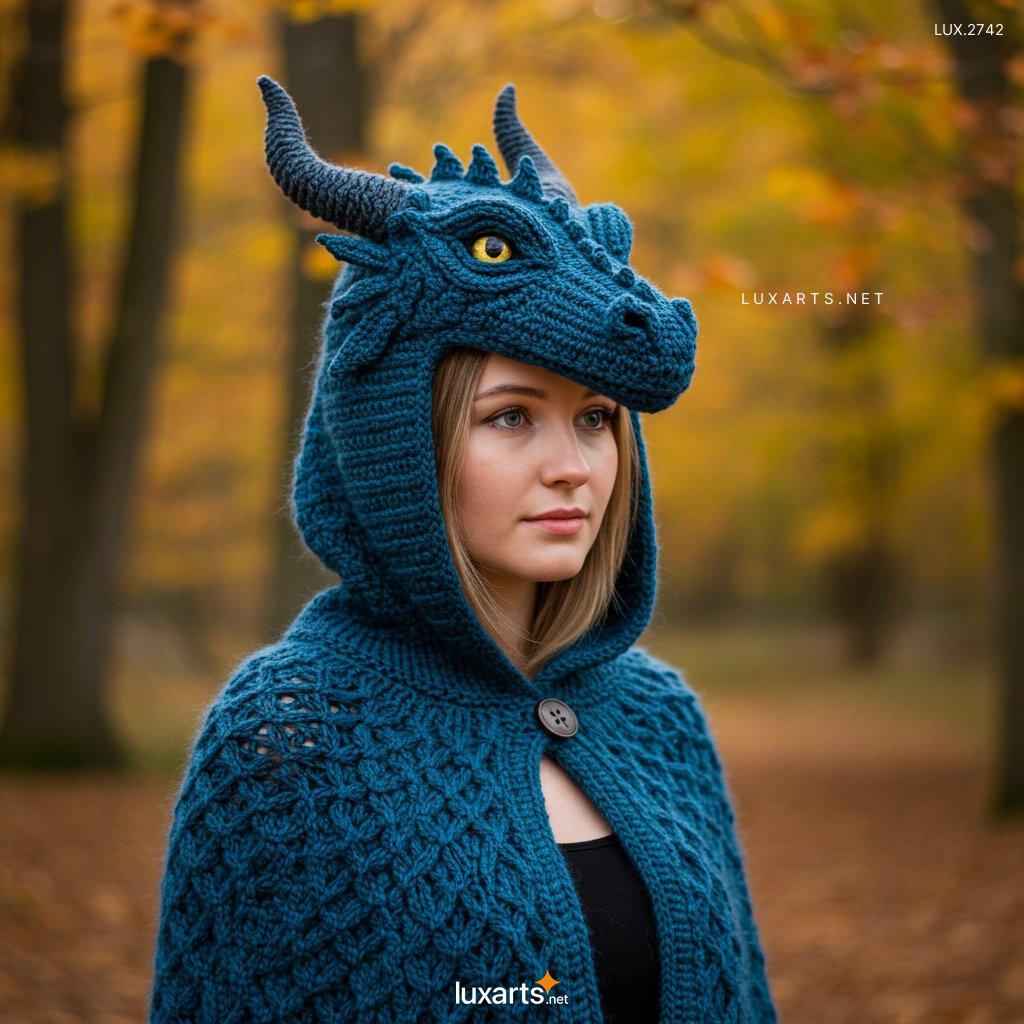 LUX.2742 Knitted Dragon Hoodie – Unique Handmade Design for Fantasy Lovers knitted dragon hoodie 2