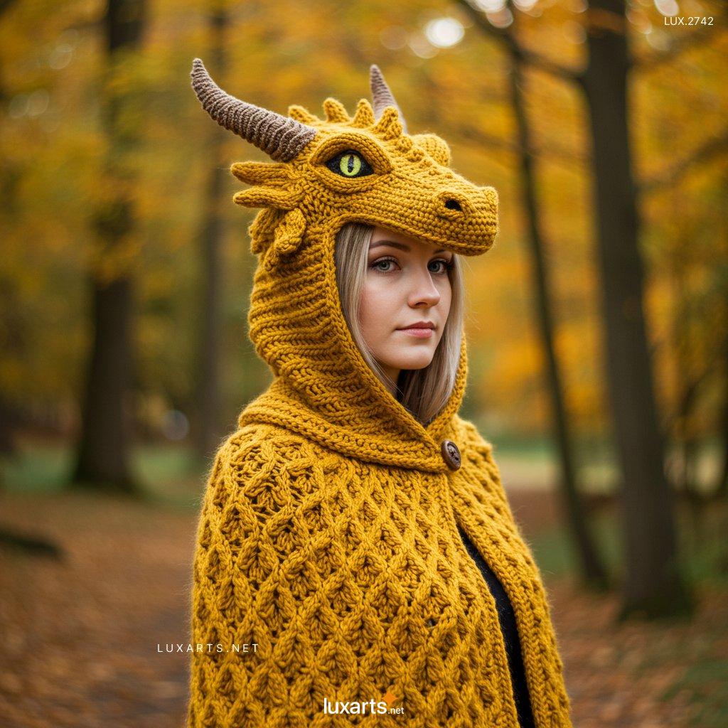 LUX.2742 Knitted Dragon Hoodie – Unique Handmade Design for Fantasy Lovers knitted dragon hoodie 4