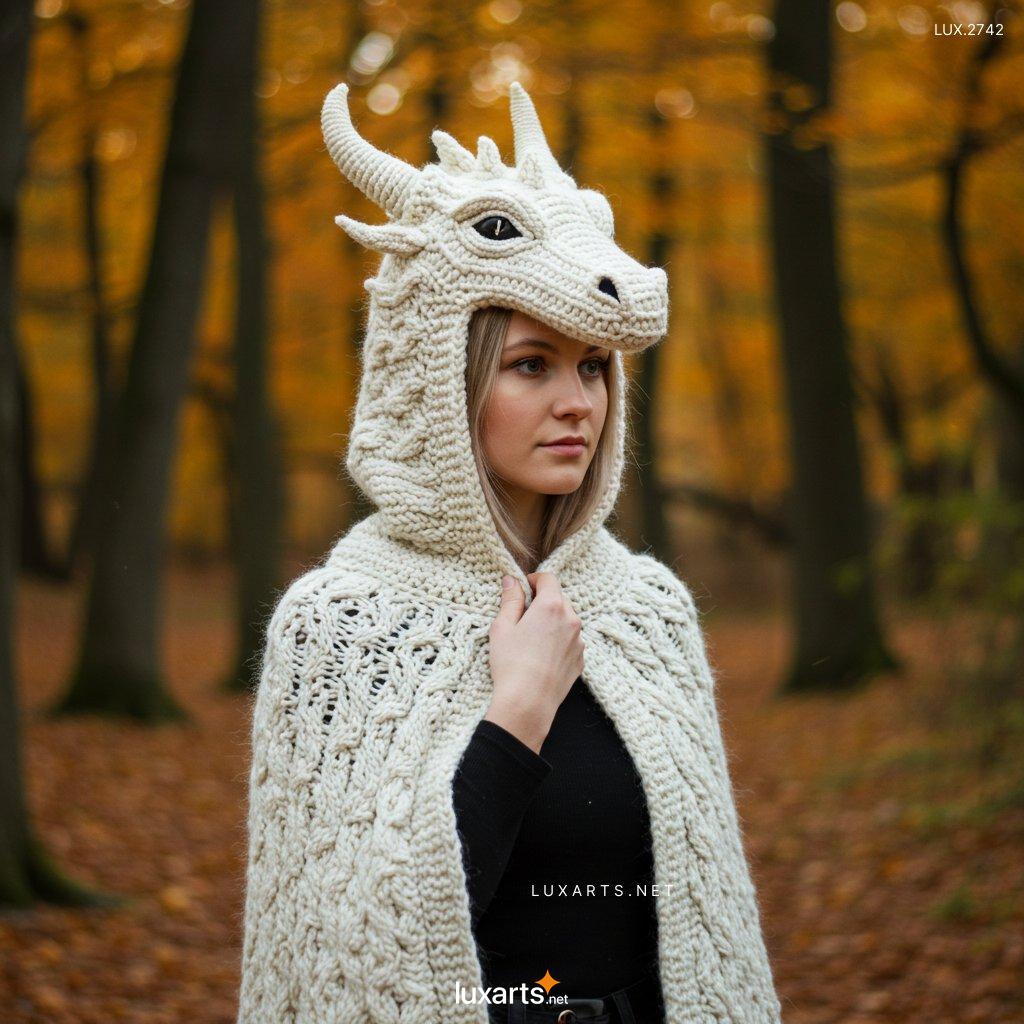 LUX.2742 Knitted Dragon Hoodie – Unique Handmade Design for Fantasy Lovers knitted dragon hoodie 5