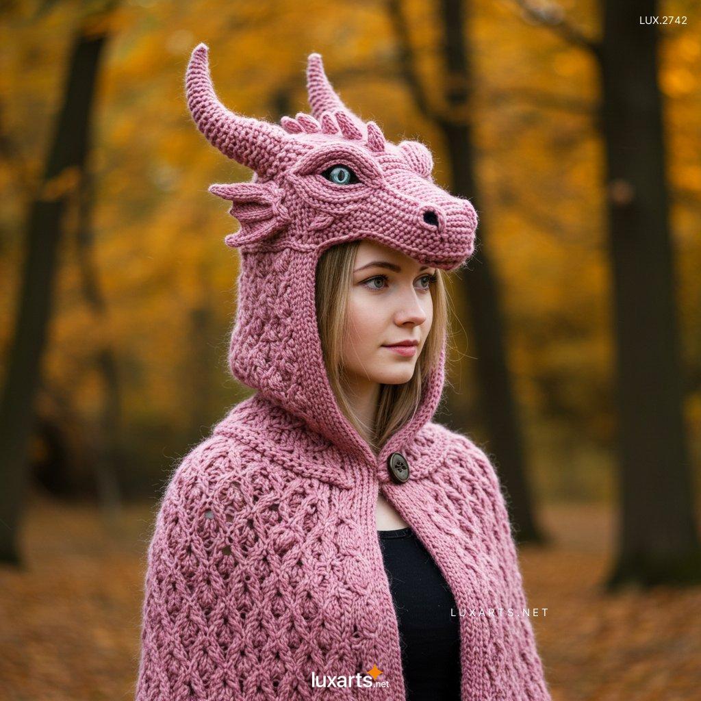 LUX.2742 Knitted Dragon Hoodie – Unique Handmade Design for Fantasy Lovers knitted dragon hoodie 8