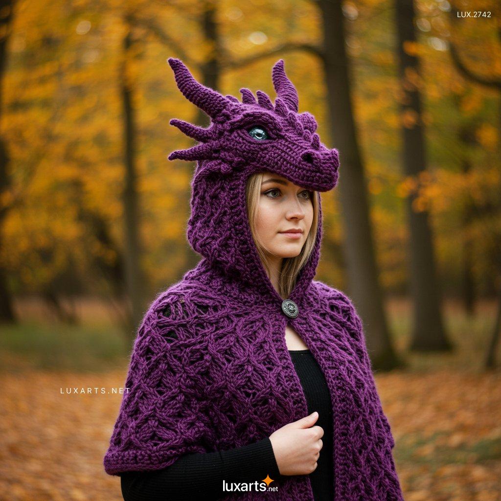 LUX.2742 Knitted Dragon Hoodie – Unique Handmade Design for Fantasy Lovers knitted dragon hoodie 9