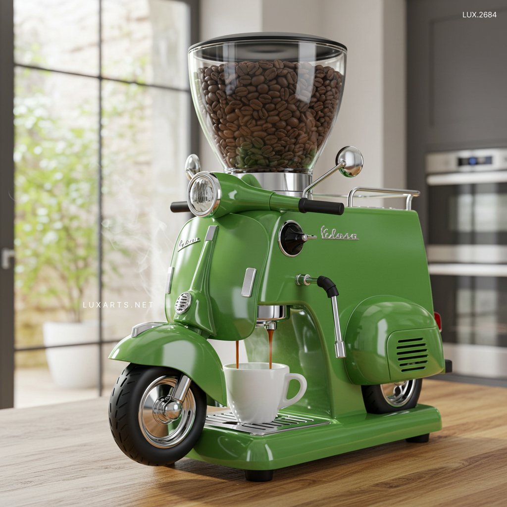 LUX.2684 Vespa Shaped Coffee Maker: Riding in Style with Your Morning Brew 10 LUX.2684 Vespa Shaped Coffee Maker: Riding in Style with Your Morning Brew vespa coffee maker 1