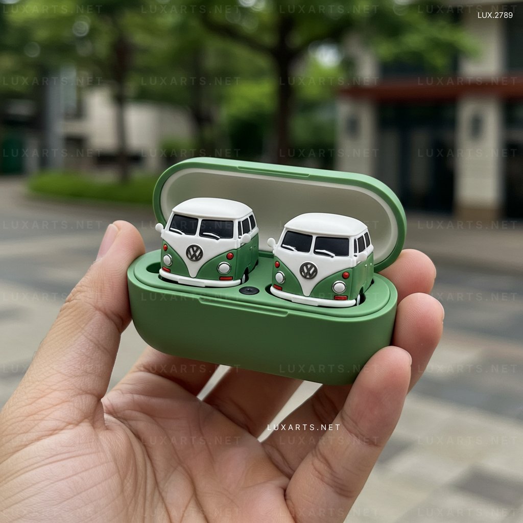 LUX.2789 VW Bus Shaped Earbuds – Stylish Wireless Earphones with Retro Van Design vw bus earbuds 1