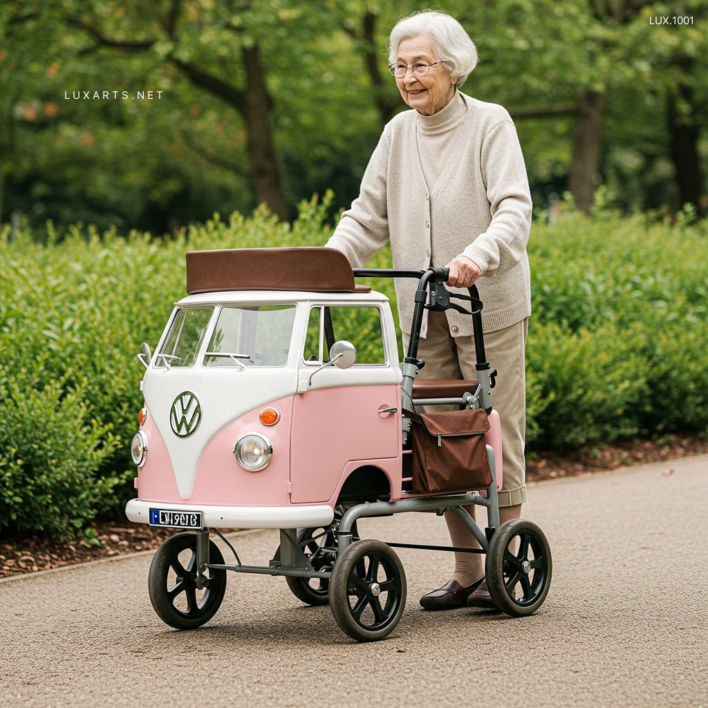 LUX.1001 Relive the Retro Charm: Vintage Volkswagen Bus Walker for Seniors vw bus walkers for seniors 1