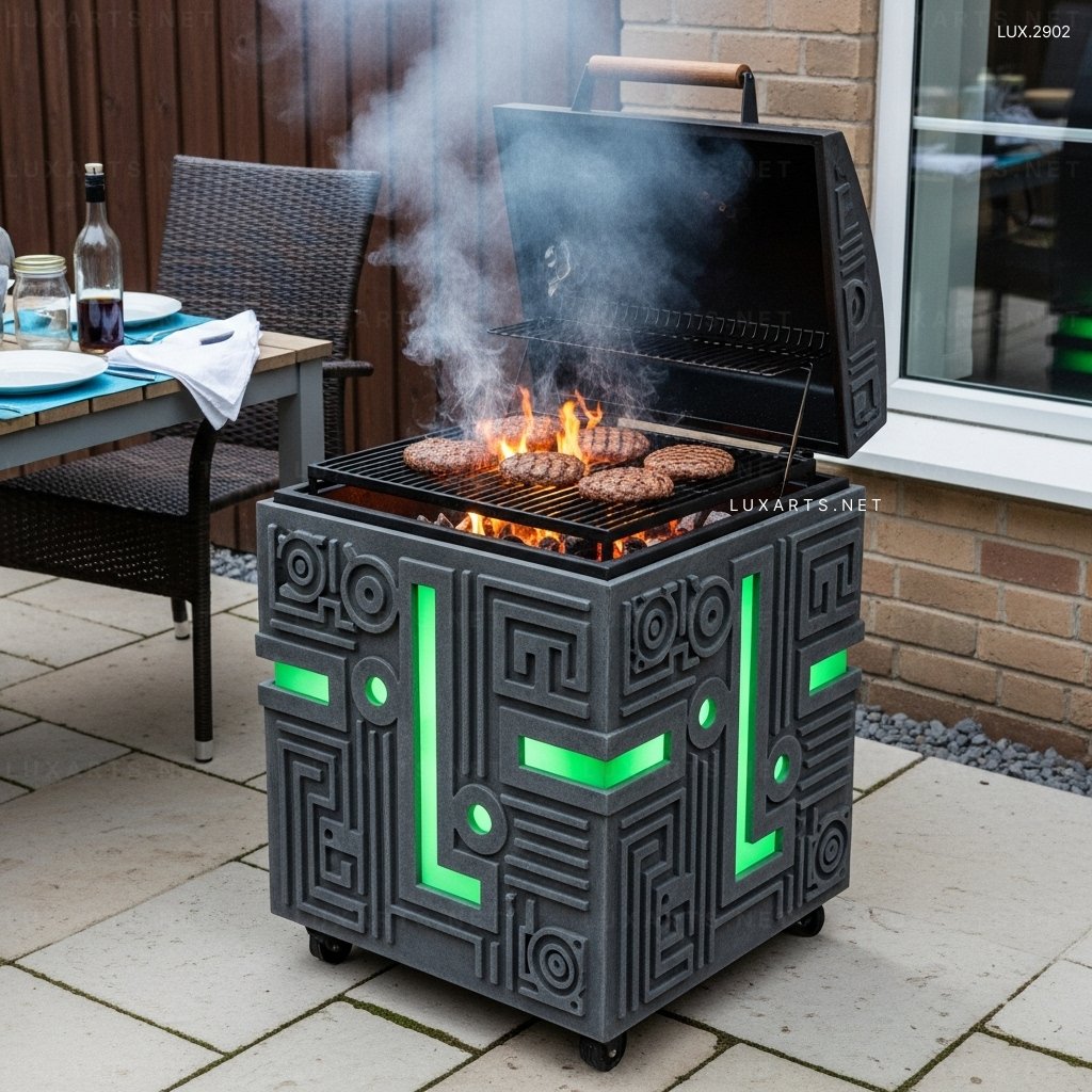 Borg Cube Themed BBQ Grill – Unique Sci-Fi Inspired Outdoor Grill for Ultimate BBQ Experience borg cube themed bbq grill 1