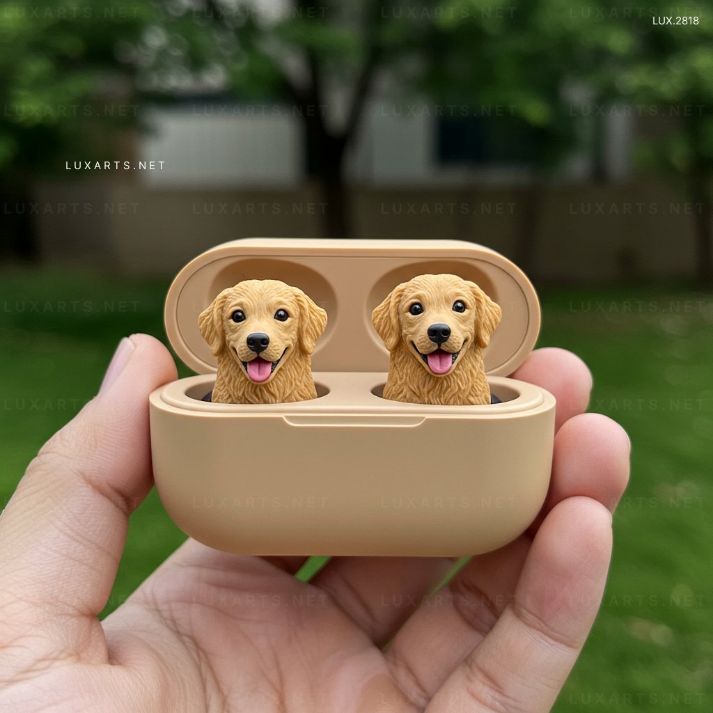 LUX.2818 Dog Shaped Earbuds - Cute Wireless Earphones for Dog Lovers & Music Enthusiasts dog shaped earbuds 1
