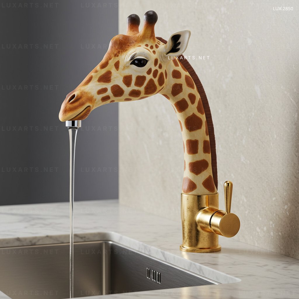 Giraffe Shaped Faucet for Kitchen or Bathroom – Stylish & Fun Design giraffe faucet 1