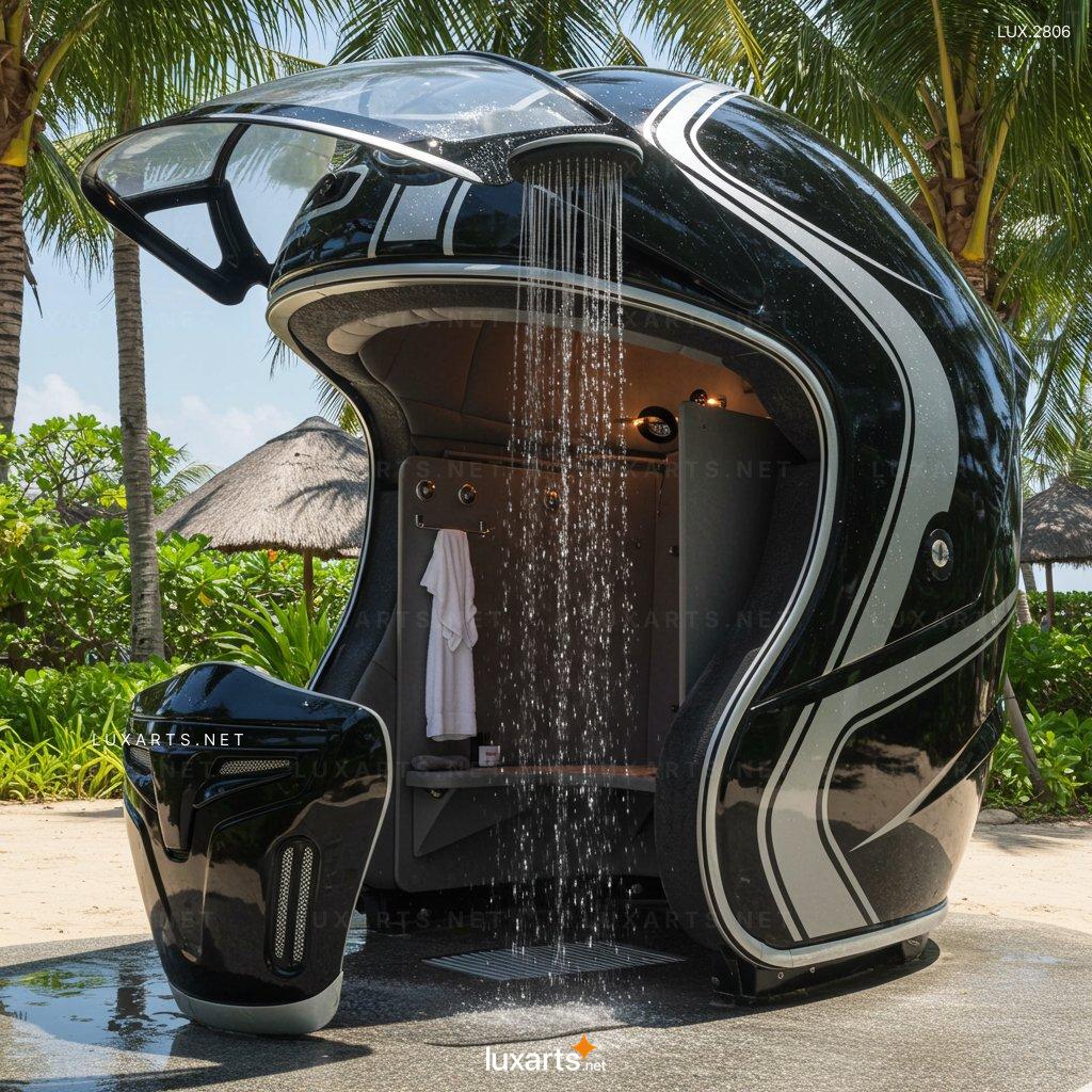 Helmet-Shaped Outdoor Shower – Unique Design with High Functionality for Outdoor Bathing Needs helmet shaped outdoor shower 2