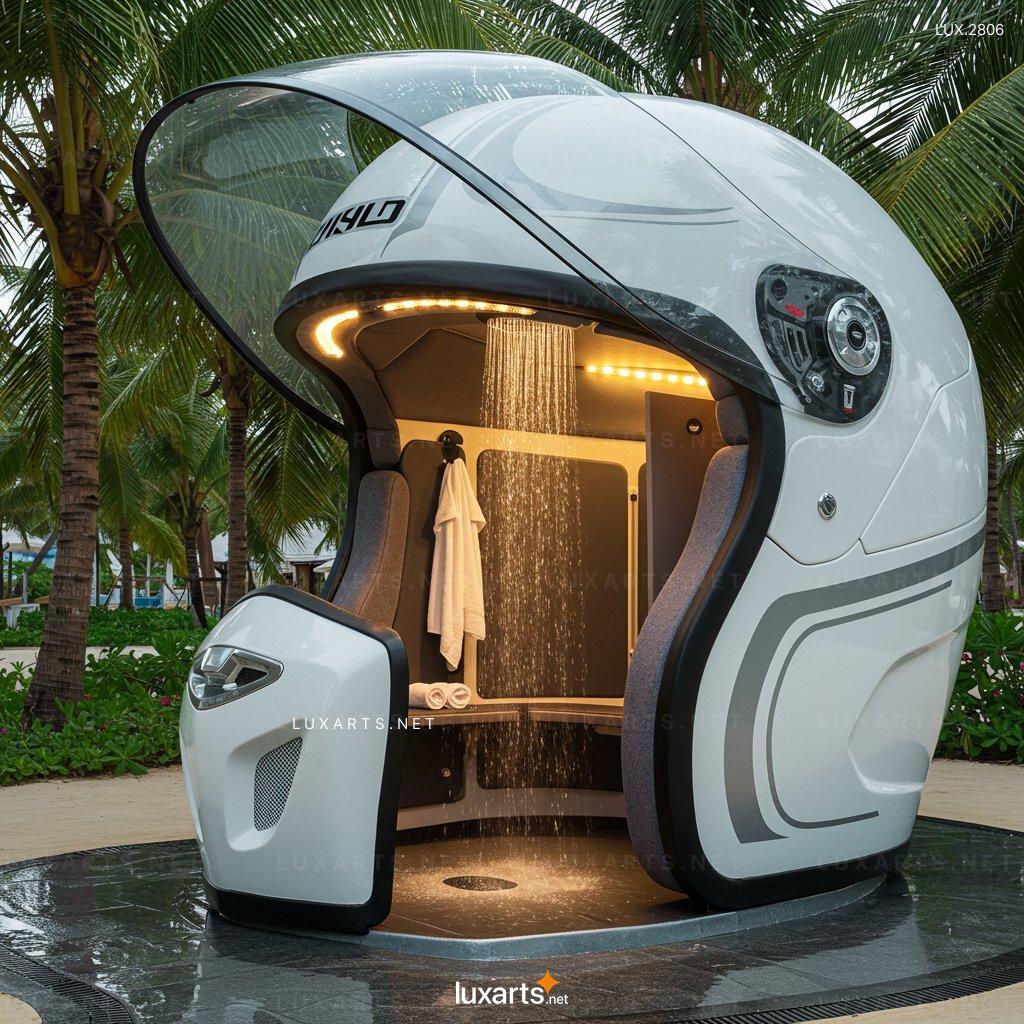 Helmet-Shaped Outdoor Shower – Unique Design with High Functionality for Outdoor Bathing Needs helmet shaped outdoor shower 3