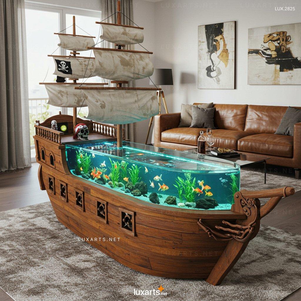 Pirate Ship Aquarium Coffee Tables – Unique Nautical-Themed Living Room Centerpiece pirate ship aquarium coffee tables 3