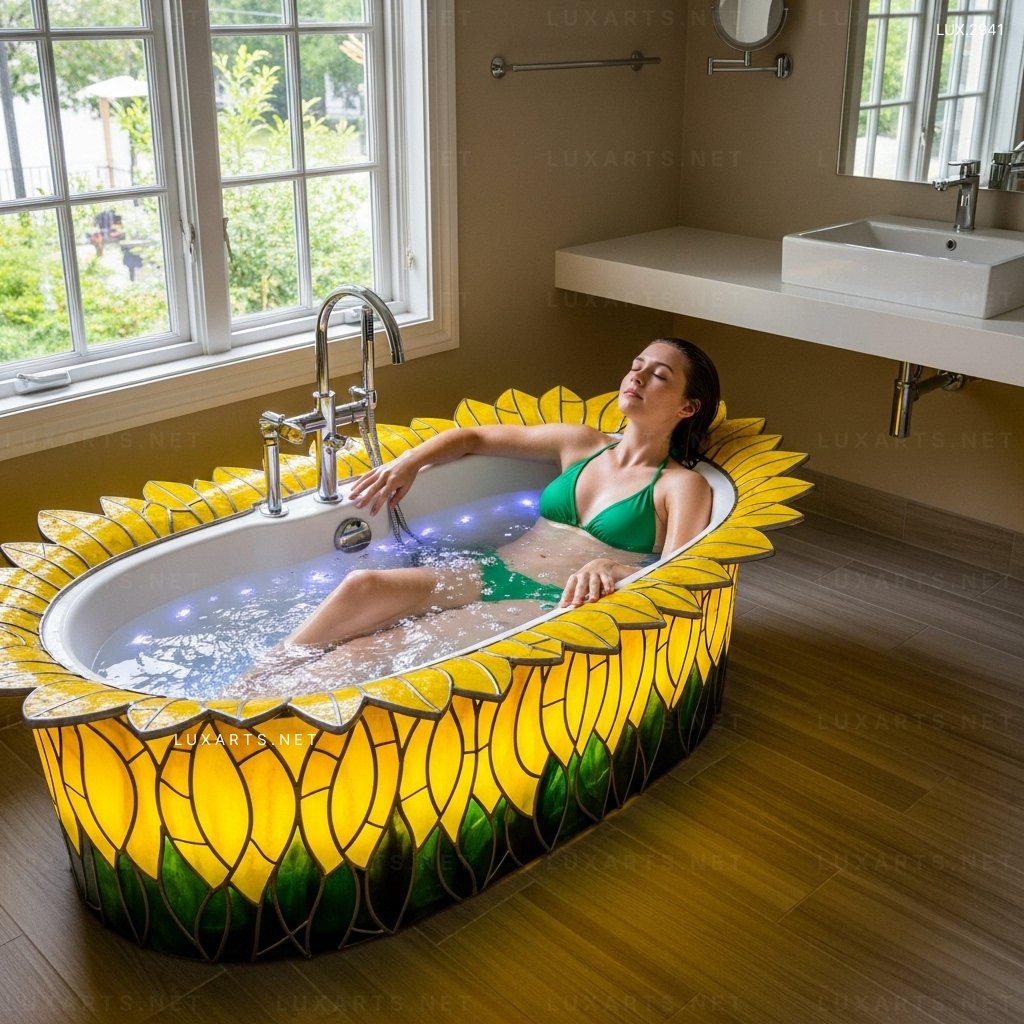 Stained Glass Flower Bathtubs – Luxurious Artisan Bathtubs for Home Decor stained glass flower bathtubs 12