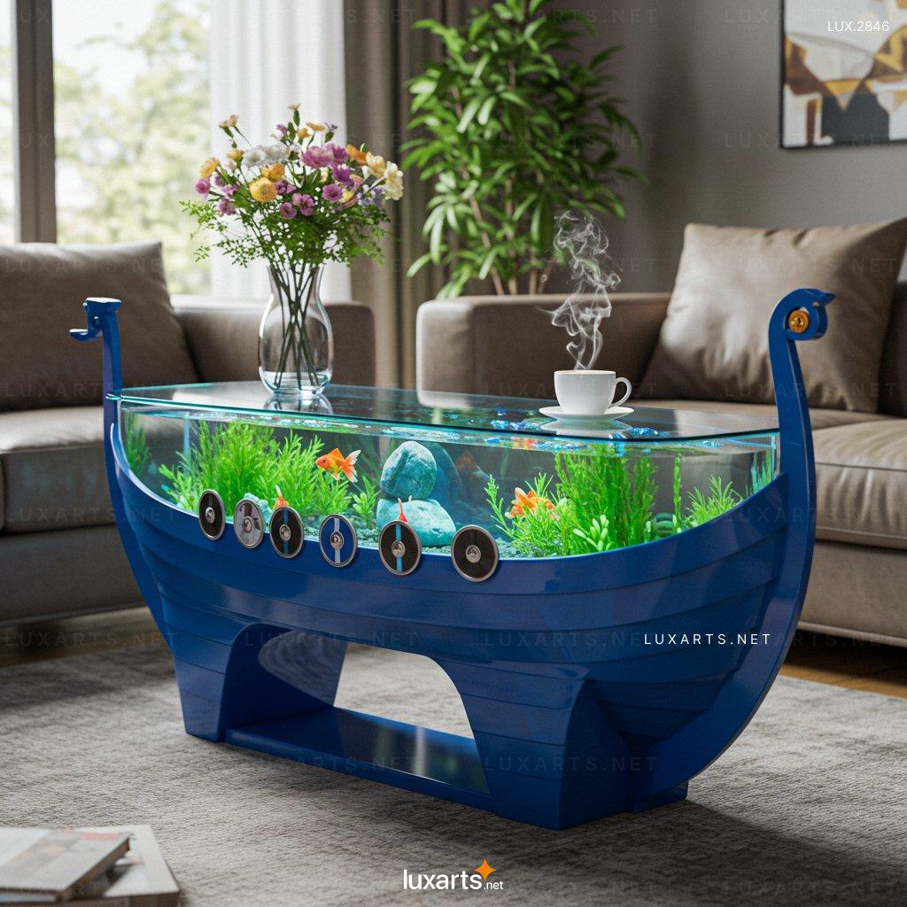 Viking Ship Aquarium Coffee Tables – Unique Nautical-Themed Living Room Furniture viking ship aquarium coffee tables 1