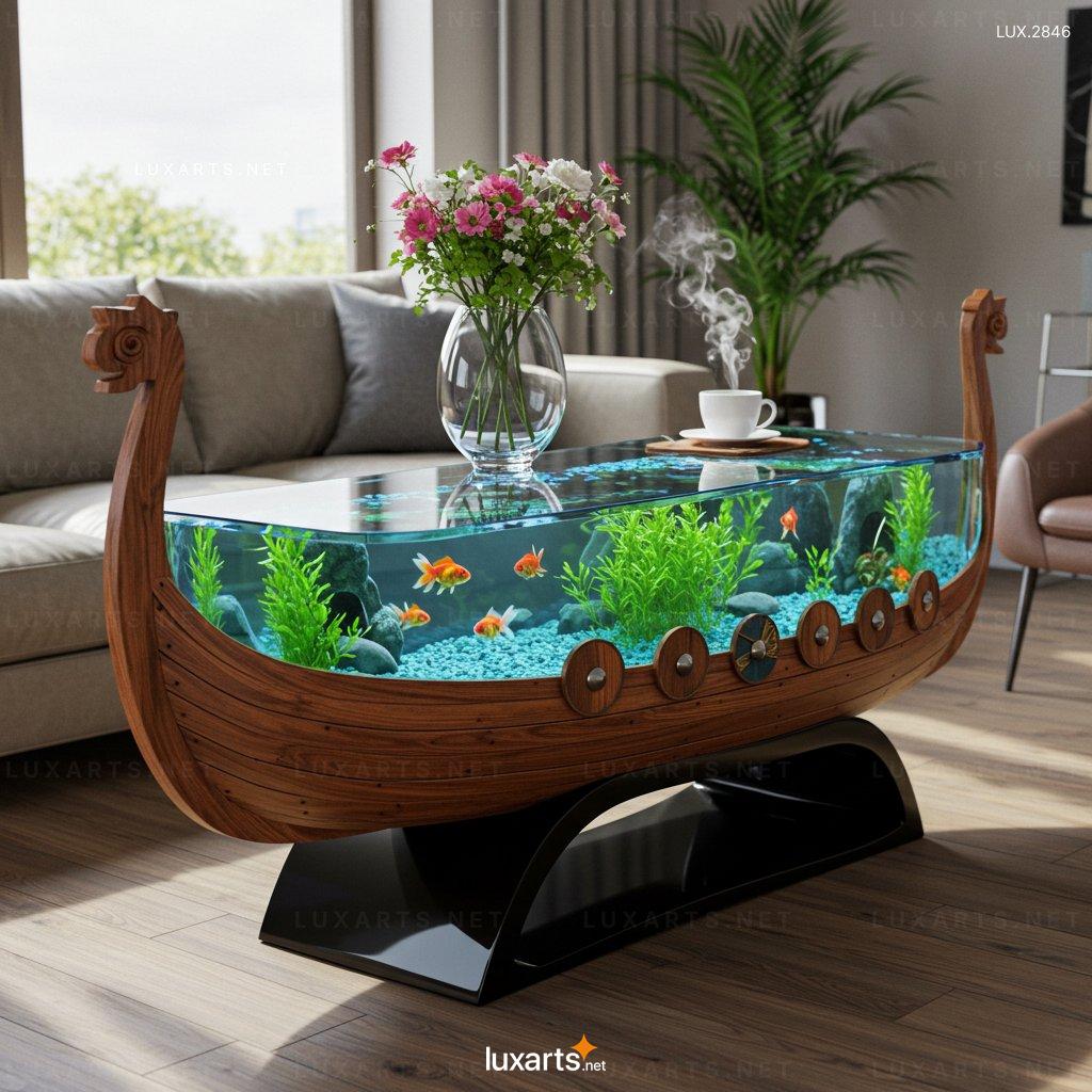 Viking Ship Aquarium Coffee Tables – Unique Nautical-Themed Living Room Furniture viking ship aquarium coffee tables 8