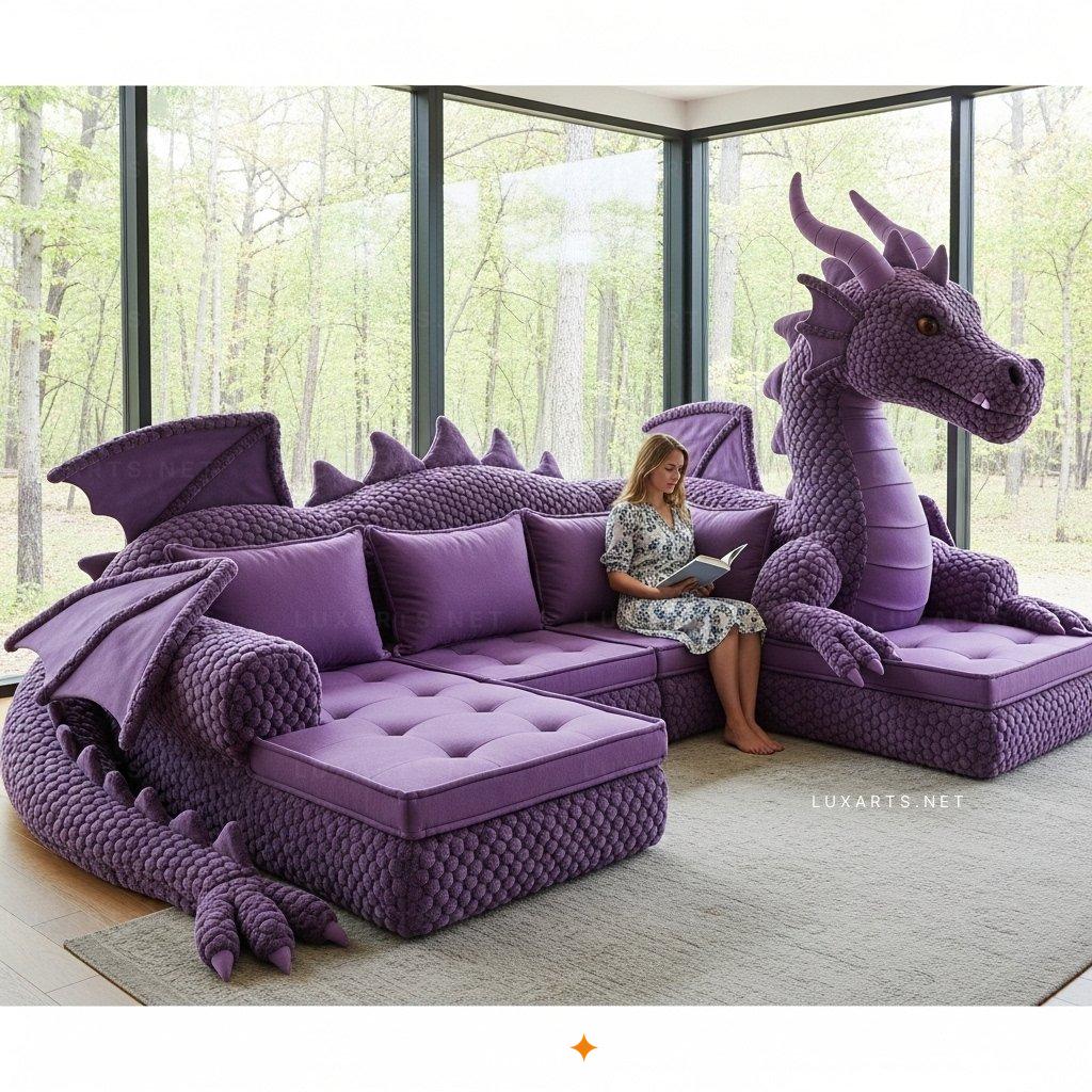 Dragon Inspired Sectional Sofa – Artistic & Comfortable Living Room Seating dragon sectional sofa 4