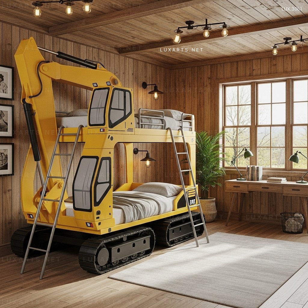 Construction-Themed Heavy Equipment Bunk Beds – Perfect for Young Builders heavy equipment bunk beds 5