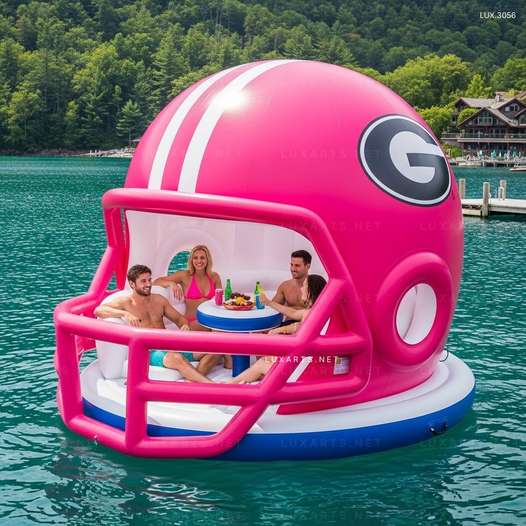 Giant Inflatable Football Helmet Shaped Lake Floats – Huge Blow Up Swim Ring for Pool & Beach inflatable football helmet lake floats 5