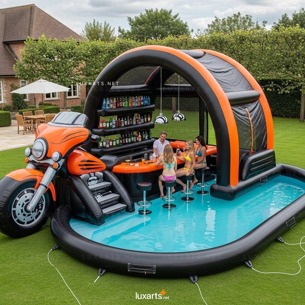 Inflatable Harley Pool with Built-in Bar – Great for Pool Parties & Relaxation inflatable harley pool built in bar 7