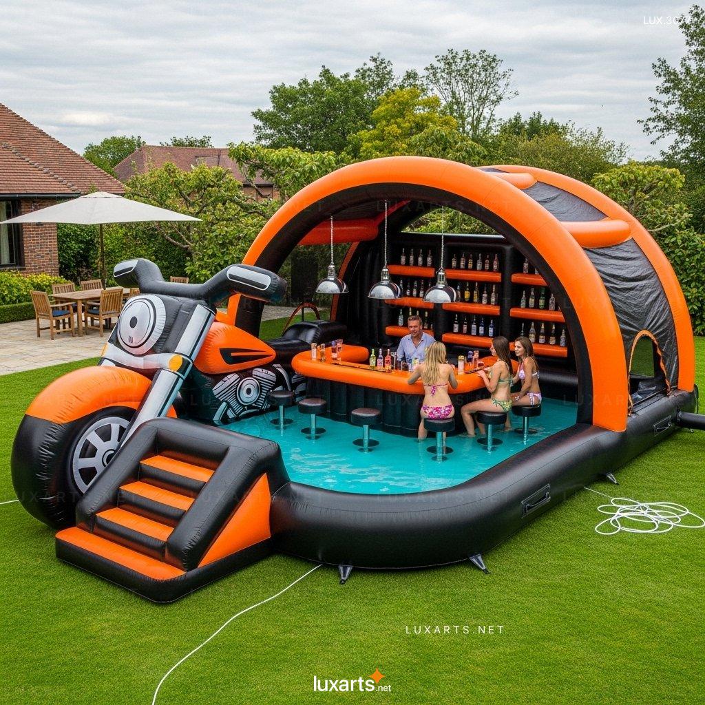 Inflatable Harley Pool with Built-in Bar – Great for Pool Parties & Relaxation inflatable harley pool built in bar 9