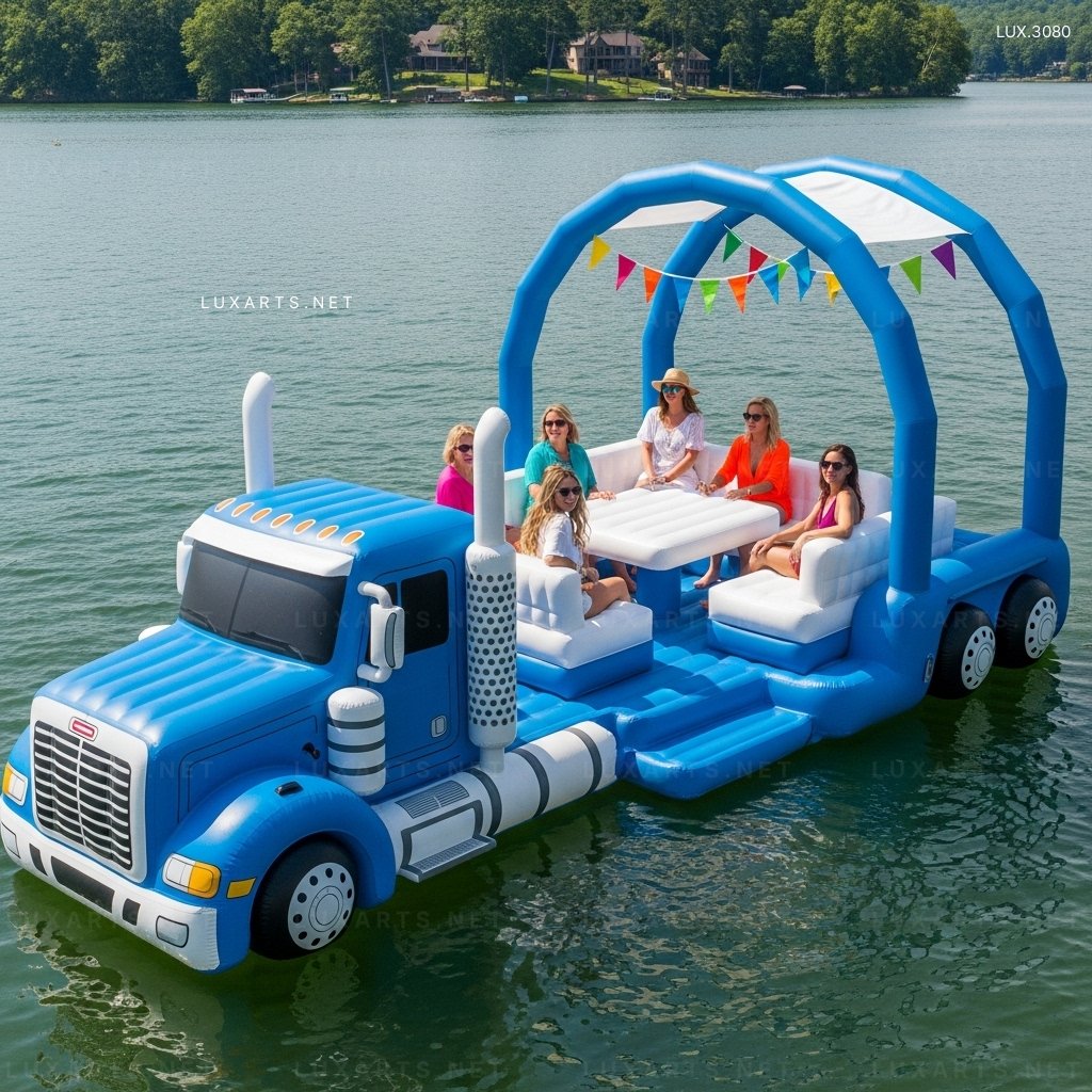 Inflatable Semi-truck Lake Floats – Giant Pool Float for Lake & Pool Fun inflatable semi truck lake floats 4