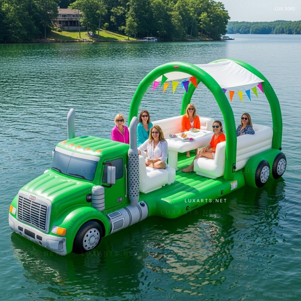 Inflatable Semi-truck Lake Floats – Giant Pool Float for Lake & Pool Fun inflatable semi truck lake floats 9