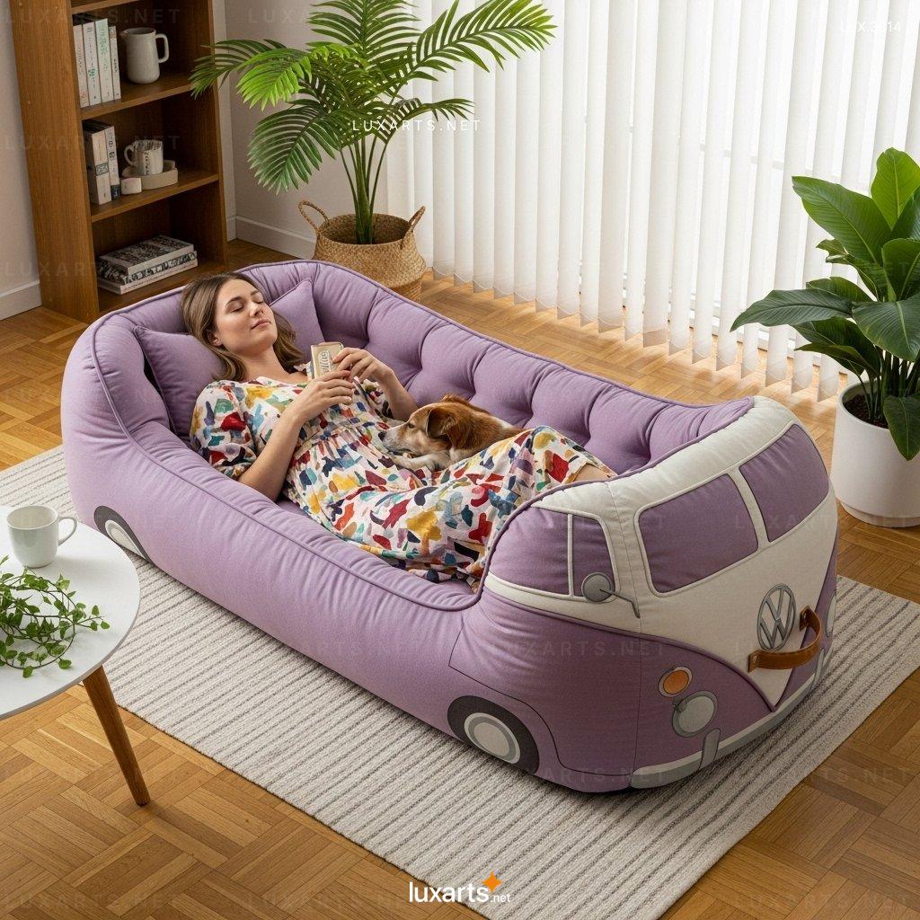 VW Bus Shaped Human Dog Bed – Cozy Oversized Bed for Humans & Dogs vw bus human dog bed 1