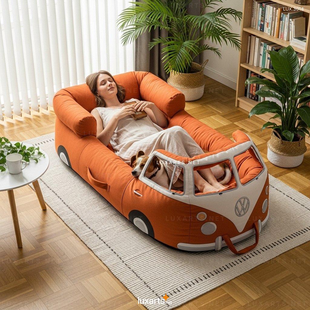 VW Bus Shaped Human Dog Bed – Cozy Oversized Bed for Humans & Dogs vw bus human dog bed 4