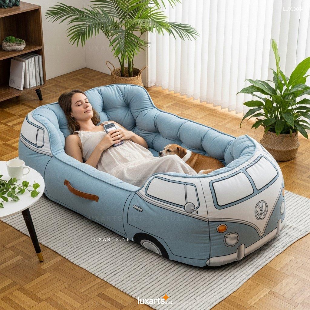 VW Bus Shaped Human Dog Bed – Cozy Oversized Bed for Humans & Dogs vw bus human dog bed 7