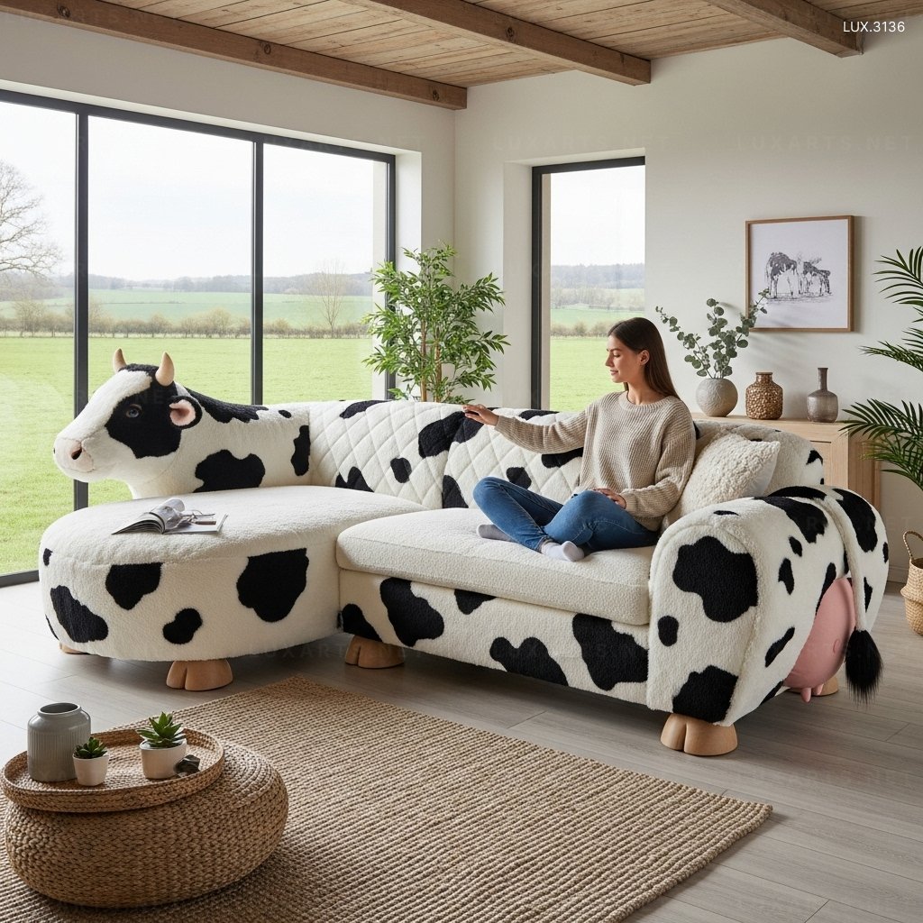 Cow Shaped Sofa – Stylish & Comfortable Seating for Modern Homes cow sofa 3