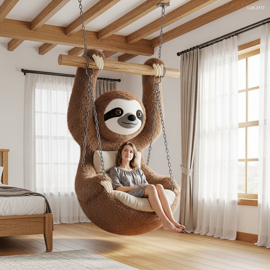 Hanging Sloth Shaped Lounger: Comfortable & Unique Hanging Chair for Relaxation hanging sloth lounger 3