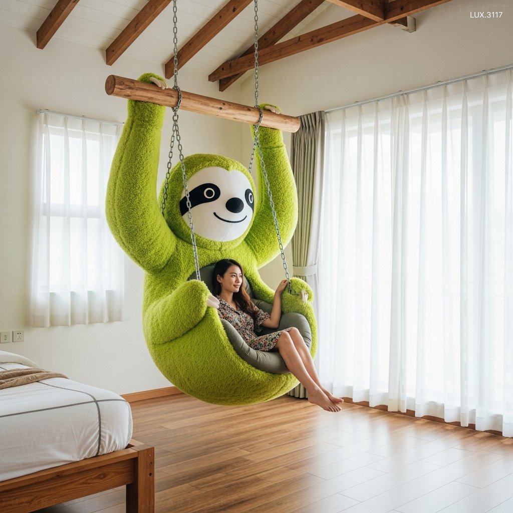 Hanging Sloth Shaped Lounger: Comfortable & Unique Hanging Chair for Relaxation hanging sloth lounger 5