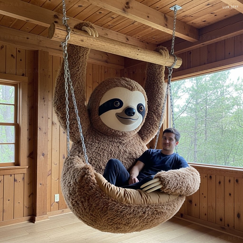 Hanging Sloth Shaped Lounger: Comfortable & Unique Hanging Chair for Relaxation hanging sloth lounger 6