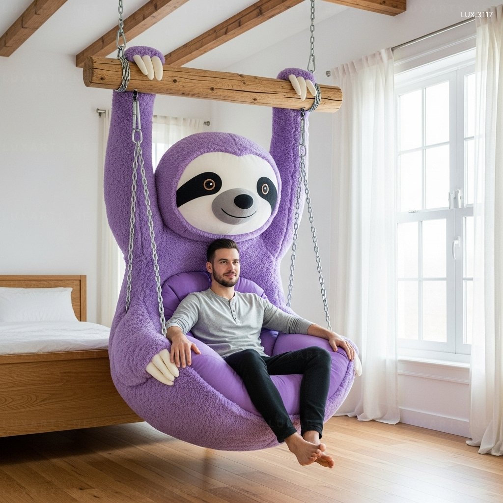 Hanging Sloth Shaped Lounger: Comfortable & Unique Hanging Chair for Relaxation hanging sloth lounger 8