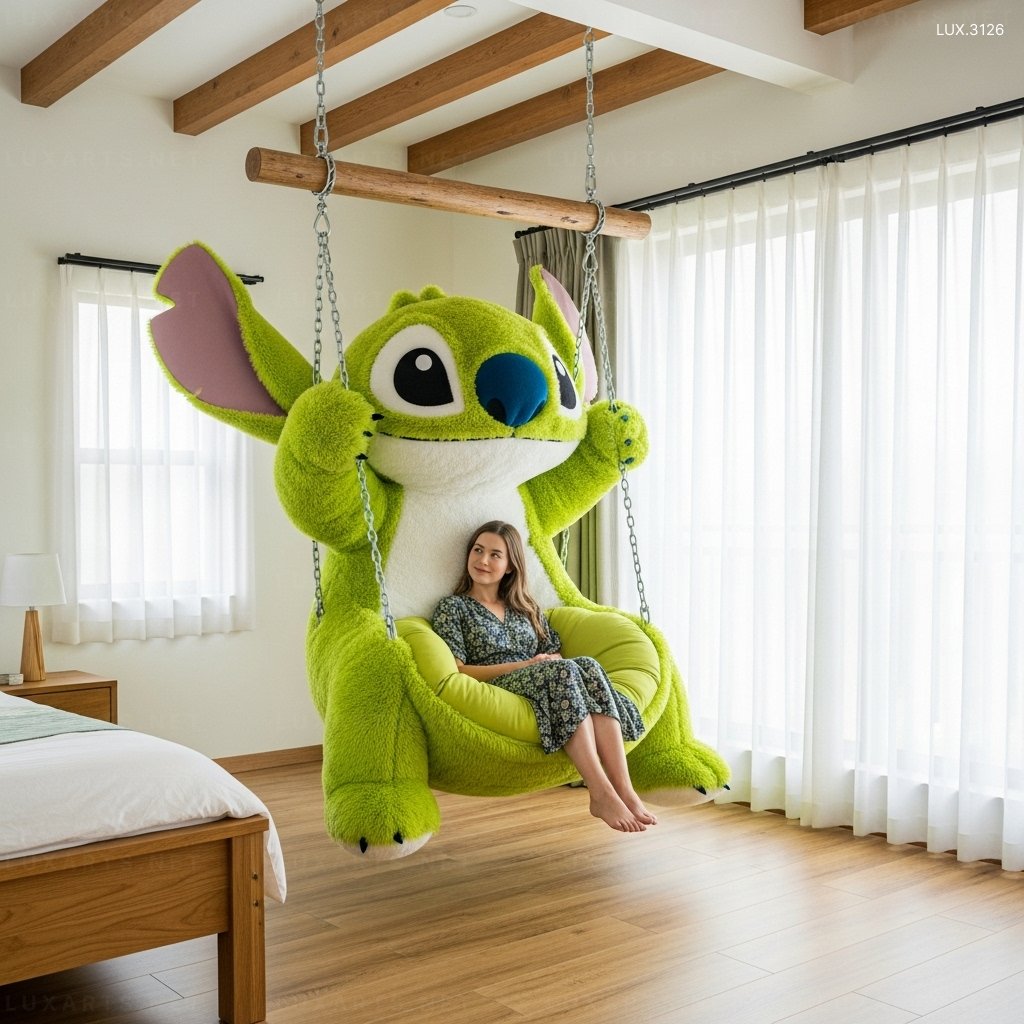 Disney-Inspired Stitch Swing Lounger – Indoor/Outdoor Hanging Lounge Chair hanging stitch lounger 5