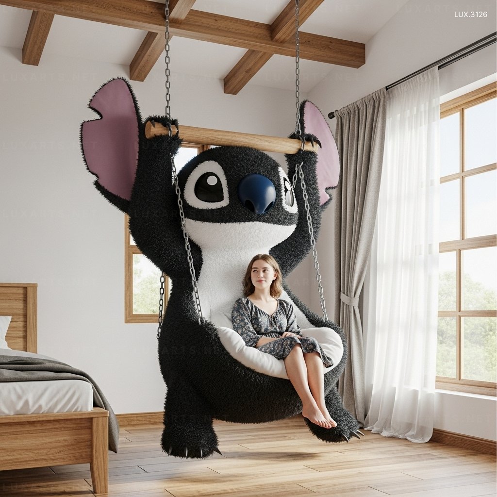 Disney-Inspired Stitch Swing Lounger – Indoor/Outdoor Hanging Lounge Chair hanging stitch lounger 6