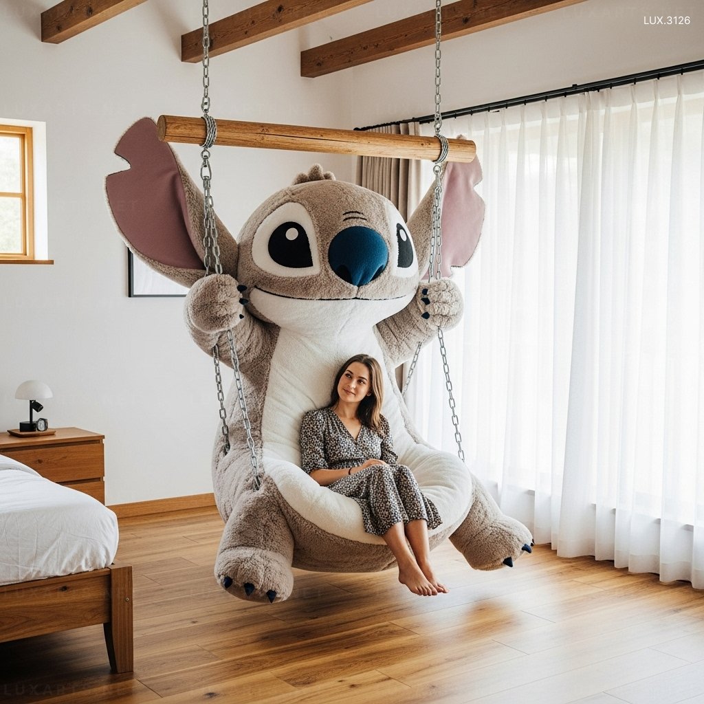 Disney-Inspired Stitch Swing Lounger – Indoor/Outdoor Hanging Lounge Chair hanging stitch lounger 7