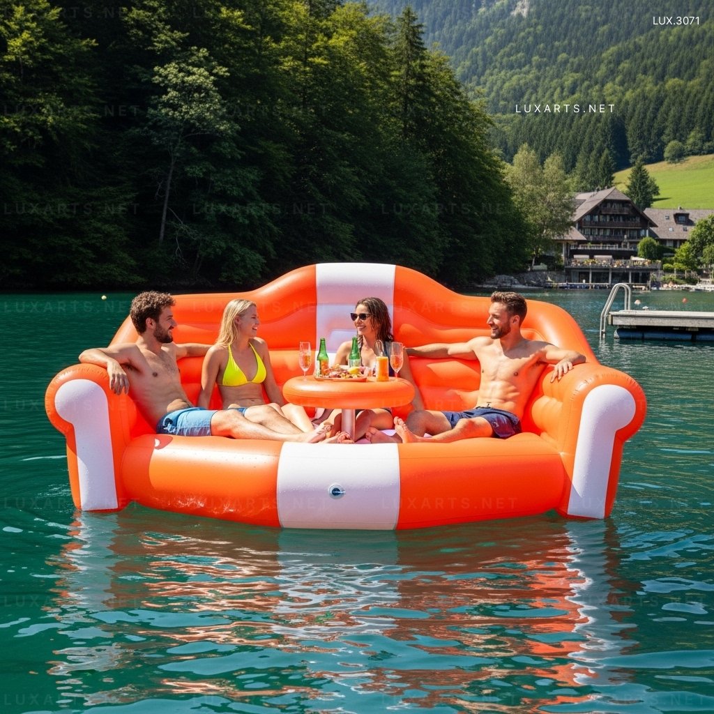 Inflatable Sofa Shaped Lake Party Float – Giant Lounge Float for Pool or Lake Fun inflatable sofa lake float 11