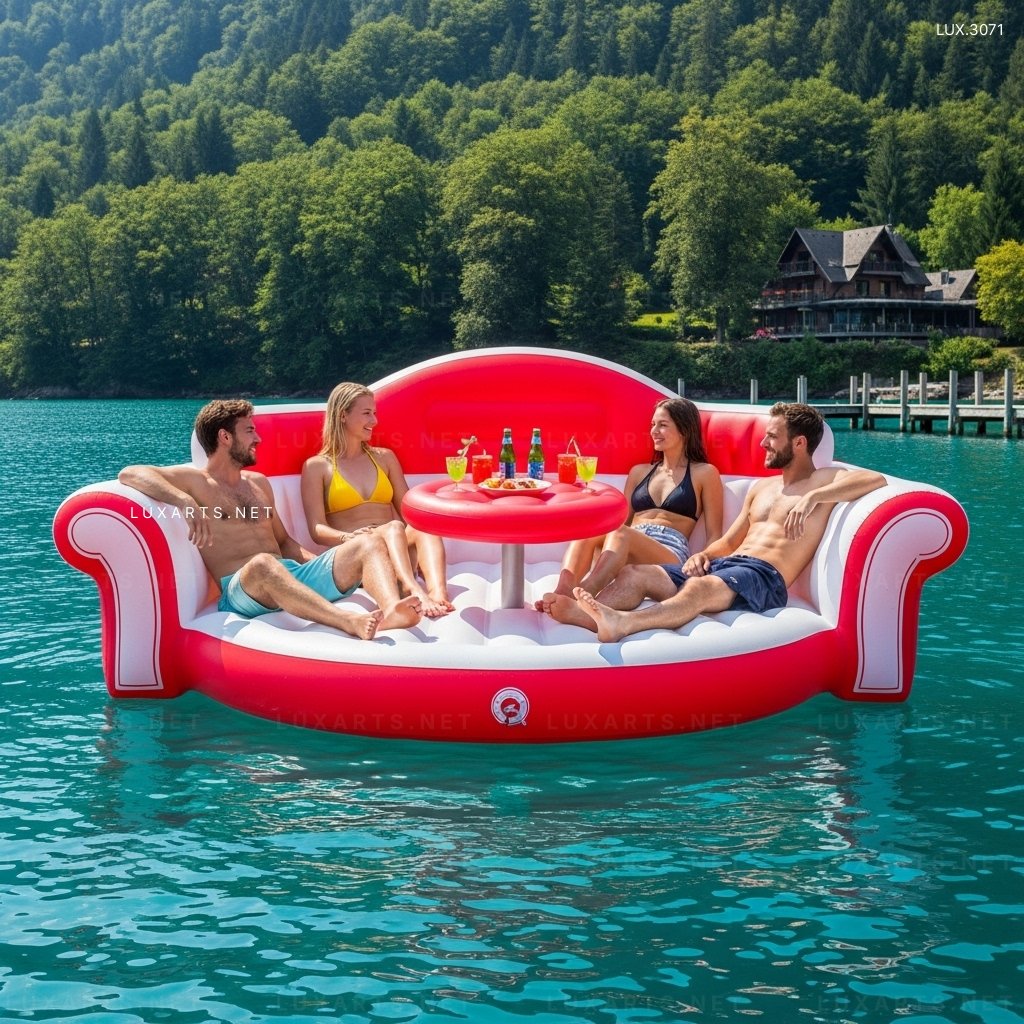 Inflatable Sofa Shaped Lake Party Float – Giant Lounge Float for Pool or Lake Fun inflatable sofa lake float 4