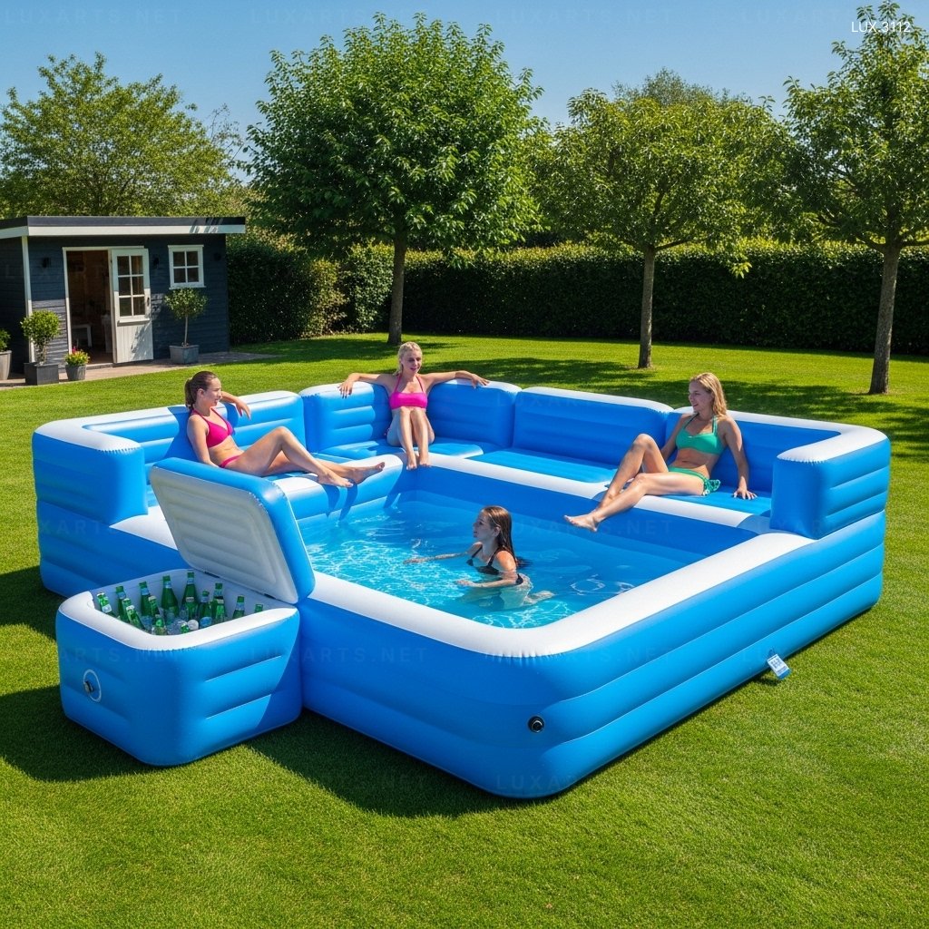 Inflatable Sofa Pools with Built-in Cooler – Comfort & Convenience Combined inflatable sofa pools with built in cooler 10