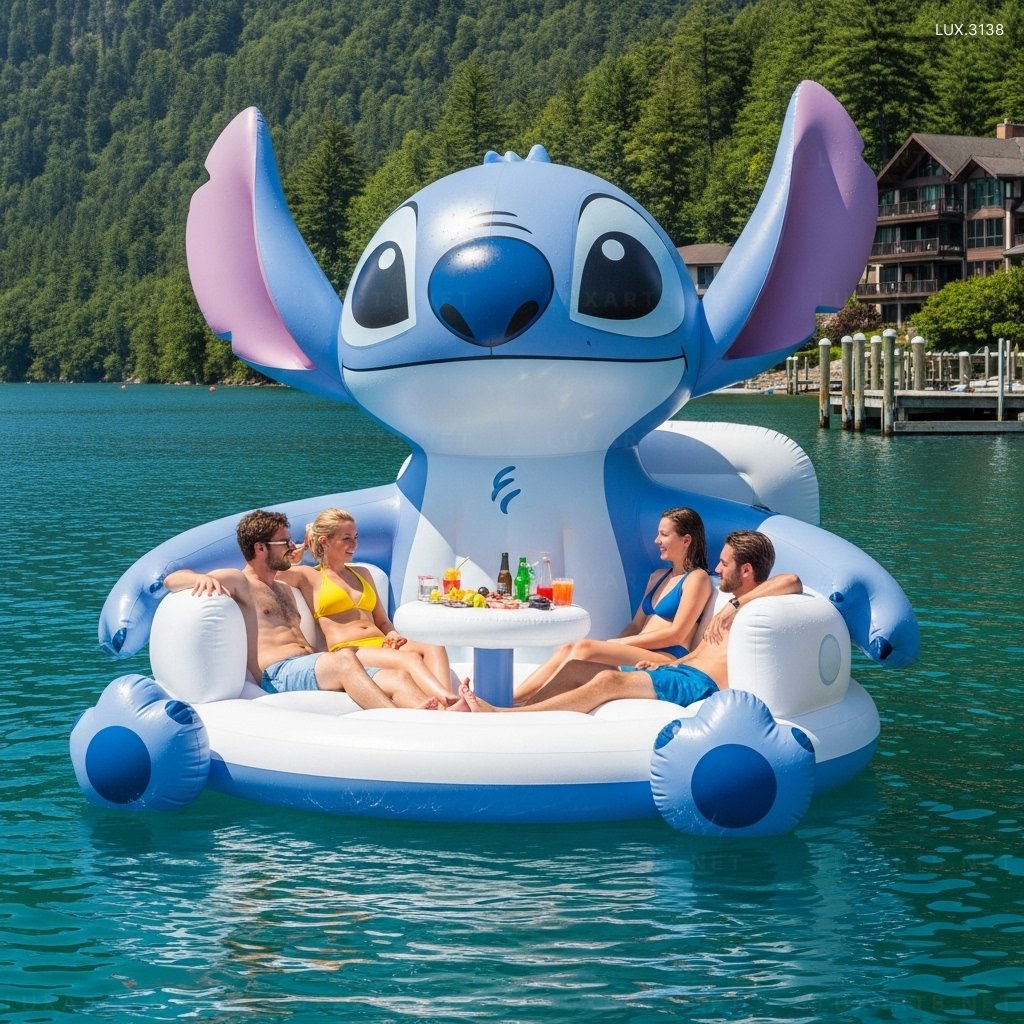 Inflatable Stitch Lake Float – Comfortable & Durable Floating Lounge for Lake Fun inflatable stitch lake float 9